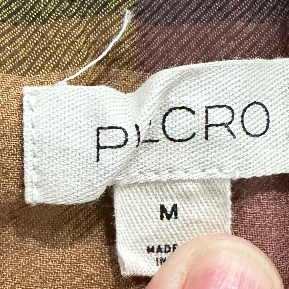 Anthropologie Pilcro Long-Sleeve Tiered High-Low Dress Fall Plaid Collar Boho M - Picture 5 of 9